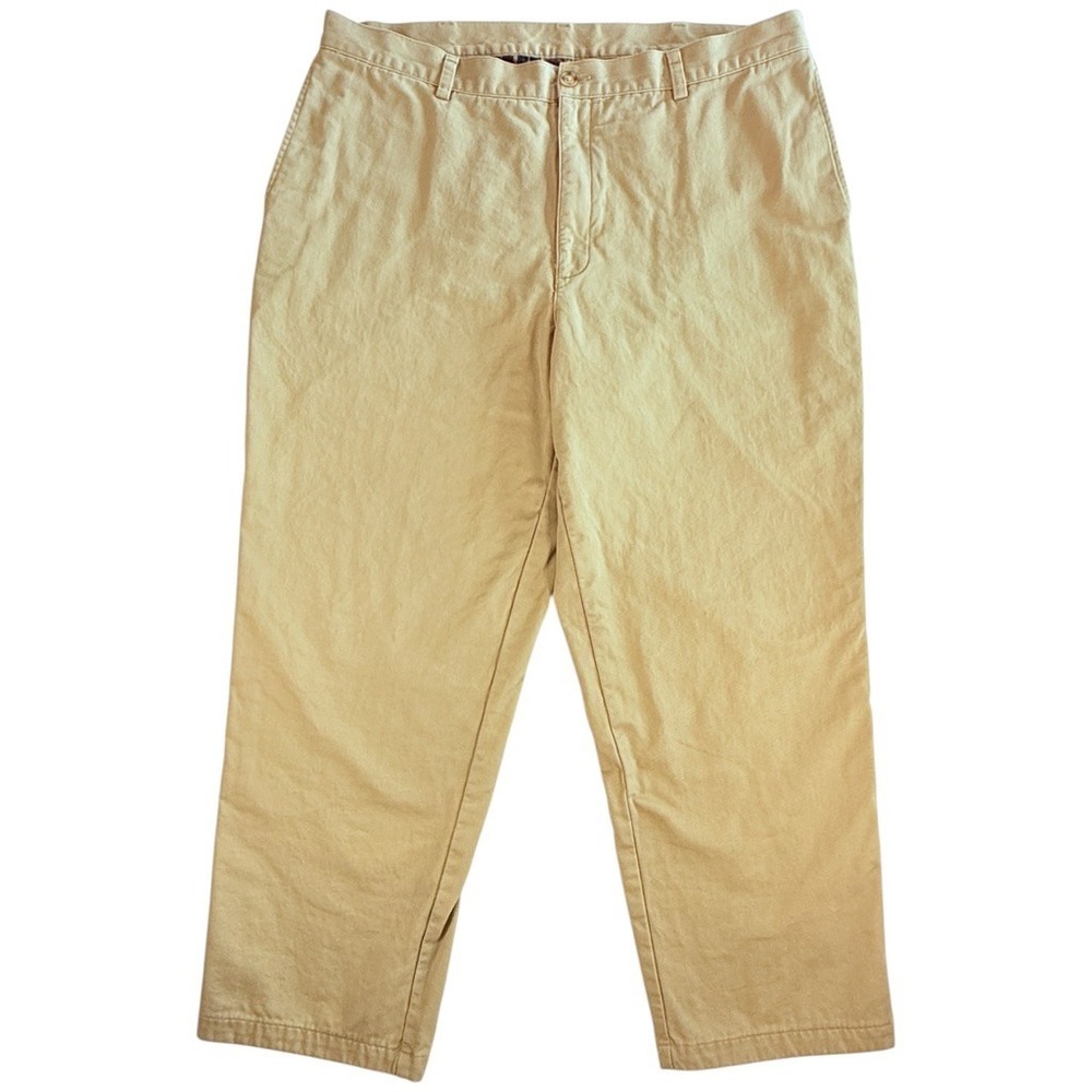 L.L.Bean Chino Pants Mens 38x29 Tan Flannel Lined Natural Fit 162385